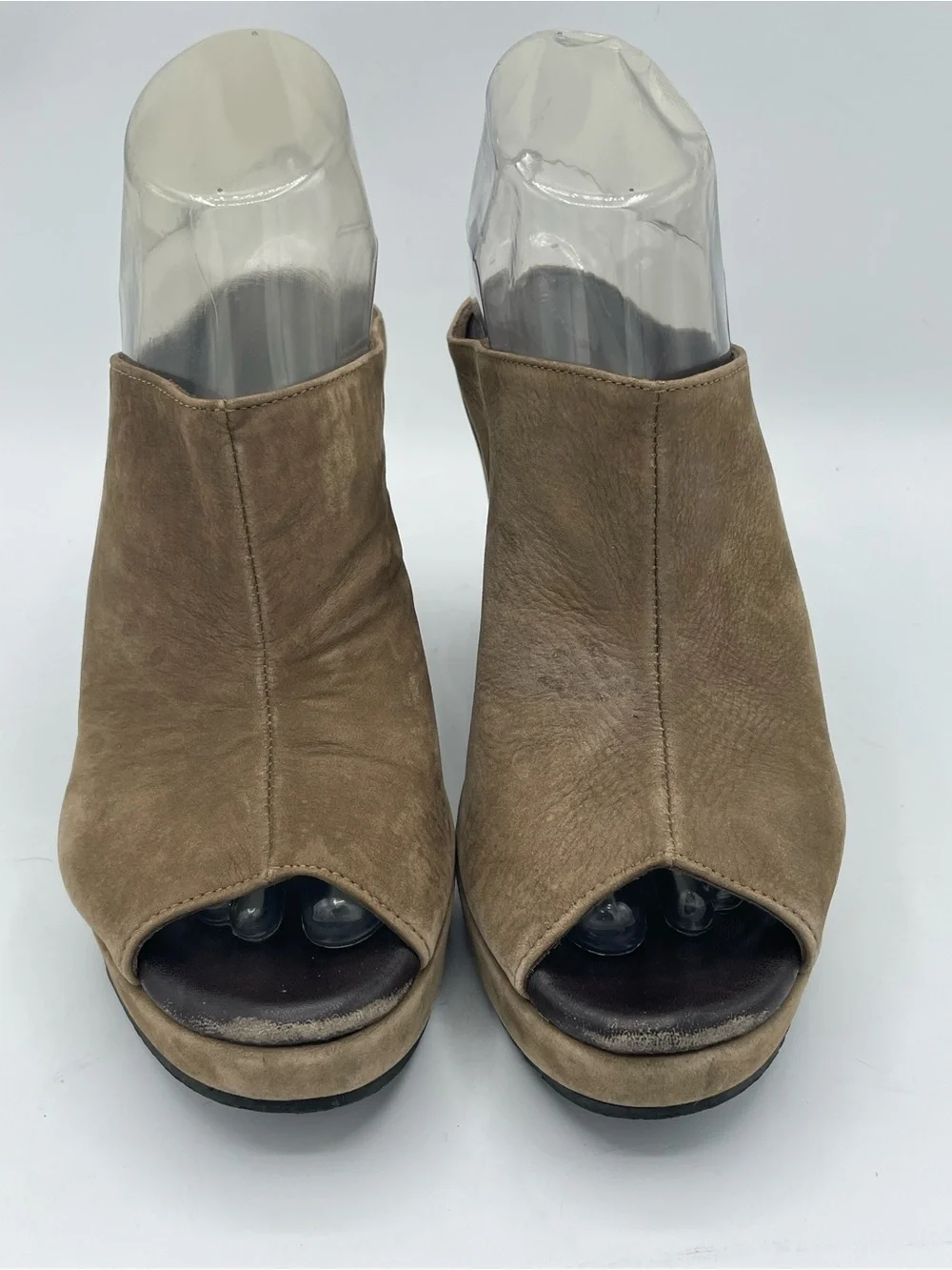 Cordani Tan Suede Open-Toe Wedge Mules